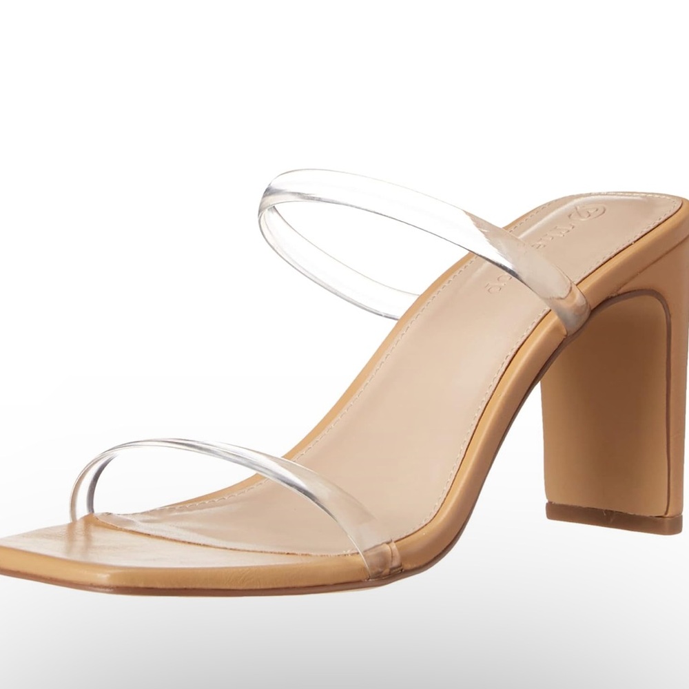 Women's Avery Clear Square Toe Two Strap High Heeled Sandal Size 11